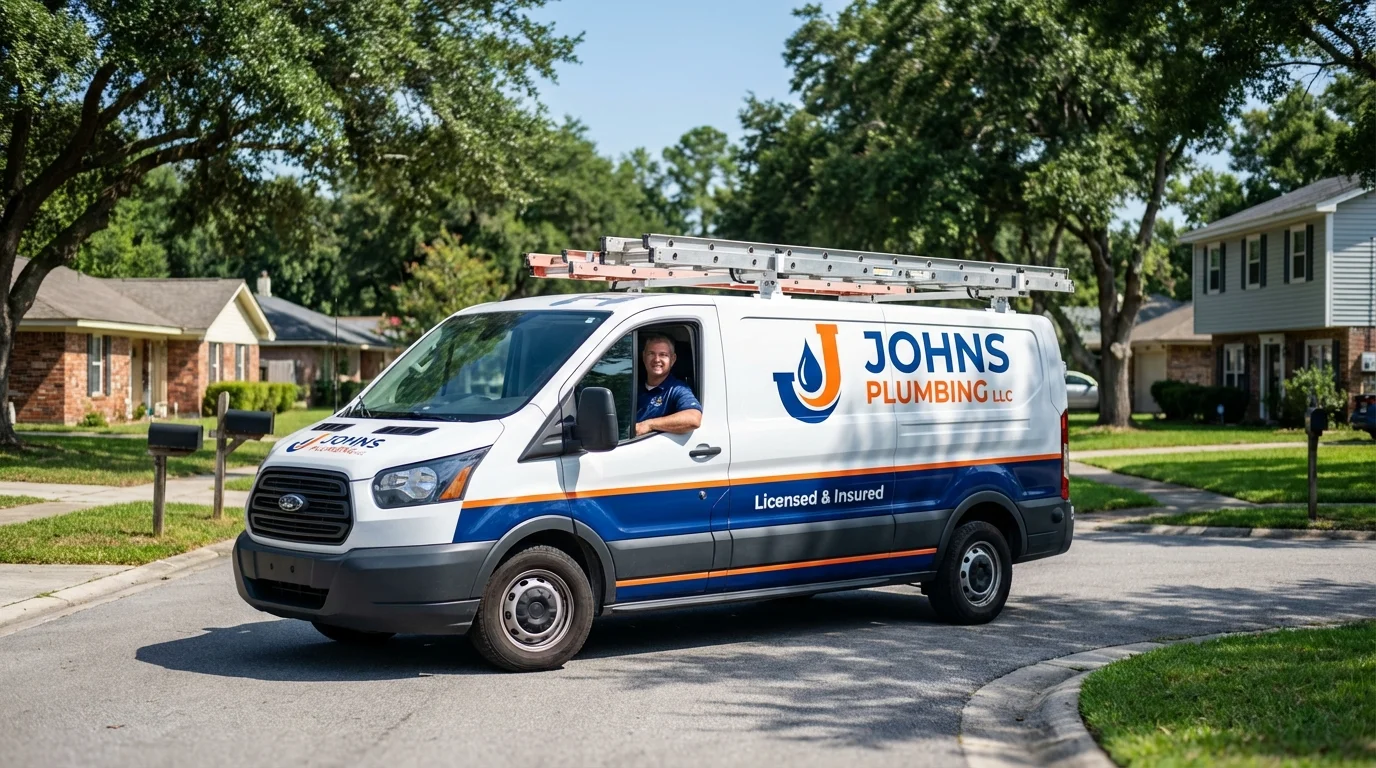 Johns Plumbing LLC service van in Greenwood, MO